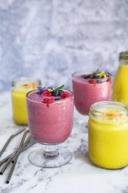 Almond Butter and Berry Good Smoothie and Carrot Cake Almond Milk