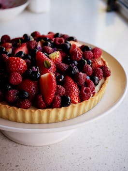 Berry Tart With Basil Lemon Cream And Sable Base Fotor