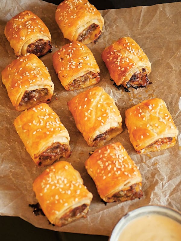 Cheeseburger Sausage Rolls OH P Thermomix