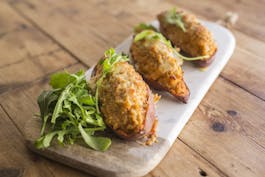 Cheesey Tuna Sweet Potato Skins