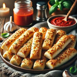 Cheesy Garlic Breadsticks with Marinara Sauce