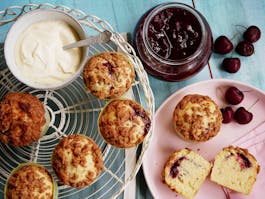 Cherry Jam With Cherry Streusel Scones Fotor