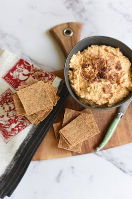 Chipotle Onion Dip With Fennel Garlic Crackers