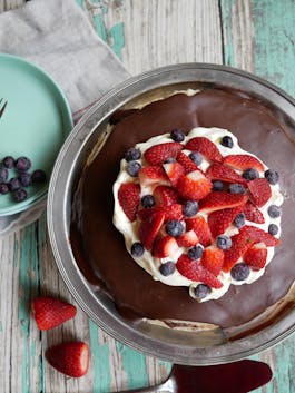 Chocolate Ganache Mille Cake Overhead