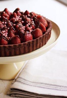 Chocolate Mascarpone Ganache Tart With Strawberries  Fotor