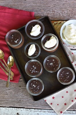 Chocolate Pudding with Salt flakes overhead