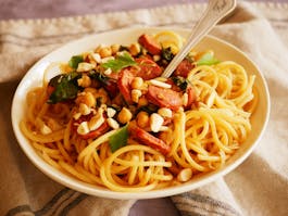 Chorizo and Chick Pea Spagettini LS THERMOMIX