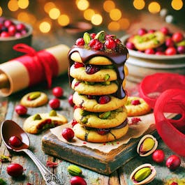 Craisin and Pistachio cookies stacked