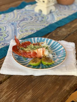 Crays with Figs and Proscuitto Mustard Butter