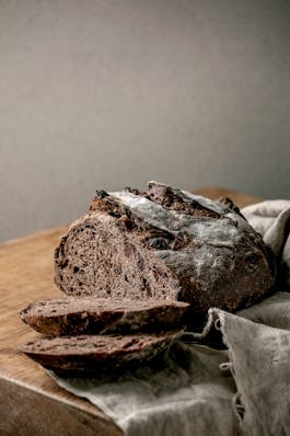 Date Caramel Sourdough Loaf with Coffee sliced