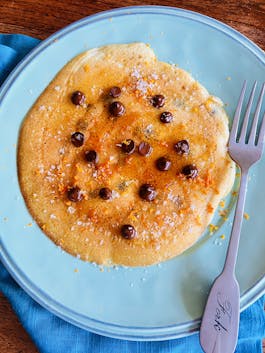 EVOO Pancakes with Chocolate and Orange