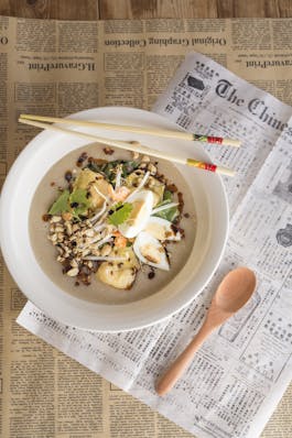 Ginger Congee With Gai Lan