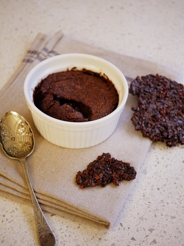 Gooey Chocolate Pudding With Cacao Nib Praline Fotor