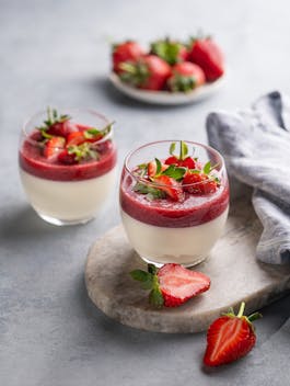 Honey Cardamom Custard with Strawberries