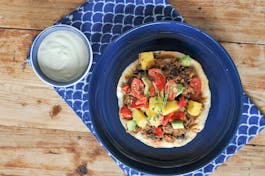 Jerk Pork and Black Bean Tostadas with Mango Avocado Salsa