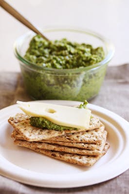 Kale Pumpkin Seed Pesto On Crackers Fotor