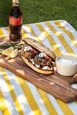 Lamb Burgers with Feta and Yoghurt Dressing