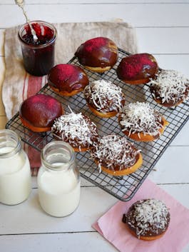 Lamingtonand Raspberry Dusted Donuts1 Fotor