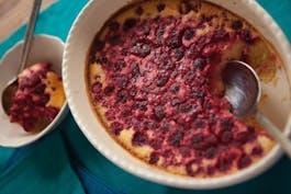 Lemon Coconut Pudding With Raspberries