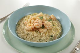 Light Lemon Risotto and Garlic Prawns