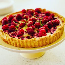 Lime Raspberry Flan