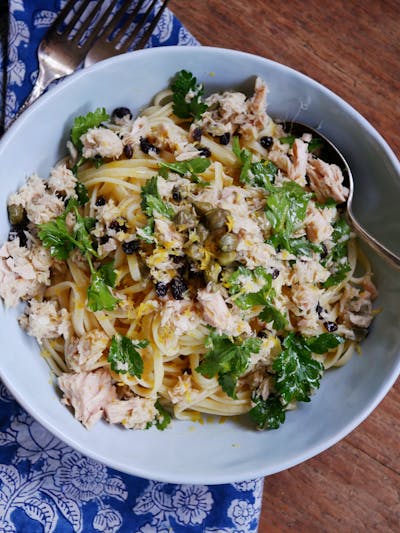 Linguine with Tuna, Capers and Currants