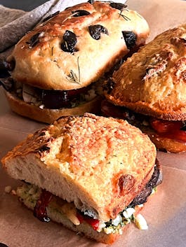 Mediterranean focaccia sandwiches