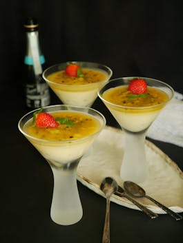 Passionfruit Mascarpone Panna Cotta with champagne P