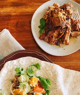 Roast Lamb With Citrus Mint Salad And Flat Bread Oh Fotor