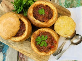 Roasted Red Pepper Soup in Bread Bowls OH LS