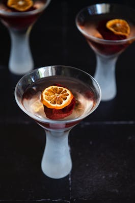 Salted Sangria Sorbet in Bubbles