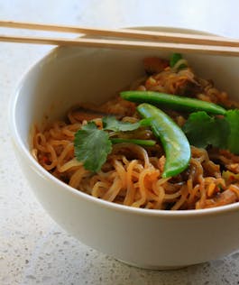 Slim Noodles with Miso and Mushrooms