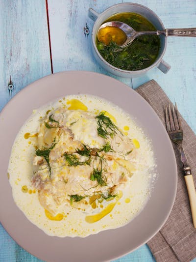 Slow Cooked Snapper with Fennel and Garlic Cream