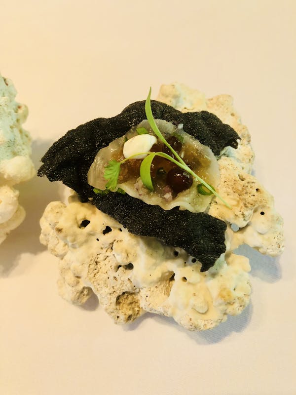 Squid Ink Cracker With Butterfish