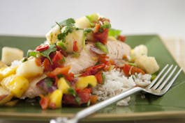 Steamed Salmon With Mango Pineapple Salsa