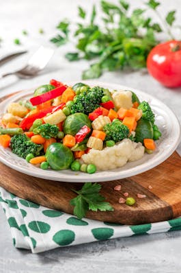 Steamed Veggies with Feta and Lemon