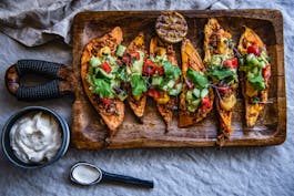 Sweet Potato Skins with Walnut Taco Mince