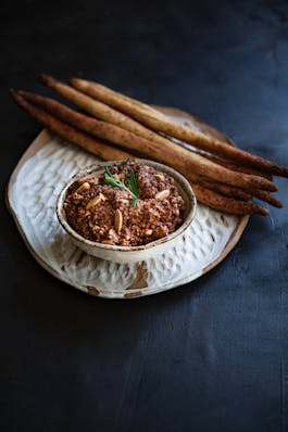 Tuscan Almond Pesto and grissini