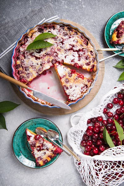 Upside Down Cherry Friand Tart