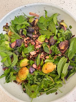 Warm Lentil and Brussels Sprouts Salad P